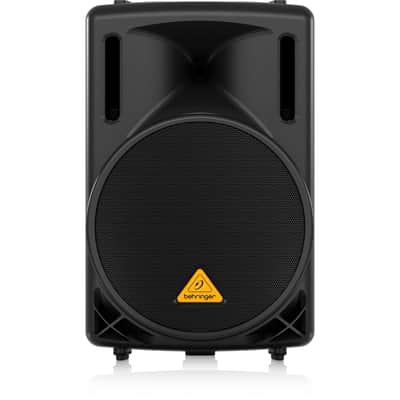 Behringer EUROLIVE 800 Watts 2-Way Passive PA Speaker with 12" Woofer and 1.75" Driver, Black with Height-Adjustable Speaker Stand with Carry Bag and Value Series XLR M to F Professional Microphone Cable - 25" image 1