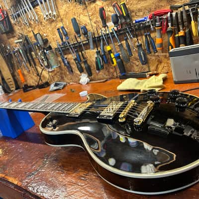 El Degas Les Paul Custom Set Neck 70s/80s - Black Made in Japan image 7