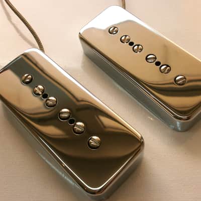 SOAP BAR P90 Pickups SET METAL CHROME PLATED Nickel Silver Cover Vintage  Gibson Epiphone Custom Shop Q image 7