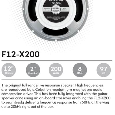 Celestion F12-X200 12" 8ohm 200W Ceramic Magnet Guitar Speaker 97dB 75Hz T6351 image 1