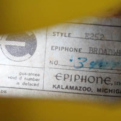 RARE 1966 Vintage Epiphone Broadway E252 Archtop Guitar Sitka Spruce/Maple/Brasilian Rosewood Mini-Humbuckers USA 1960s image 17
