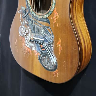 Blueberry Handmade Mini-Concert Small Body Acoustic Guitar Biker Motif image 5