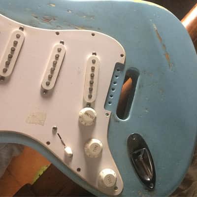 NGS Guitars. Fender LH Body 1995 Blue relic image 1