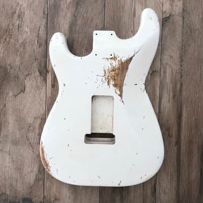 FRANCHIN Mercury guitar body Relic Aged Olympic White 100% Nitro Lacquer Cracks HSS Basswood Stratocaster-Strat-S-Style Made in Italy - Stock piece #23280826 image 11