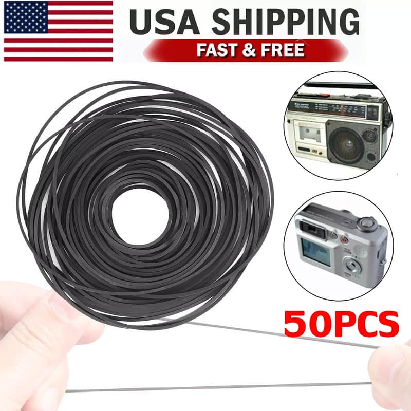 50 PCS Cassette Player Rubber Drive Belts – Restore & Repair Your Vintage Audio Gear image 1