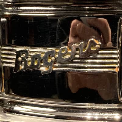 David Frangioni Collection, Rogers - 14x5" Metal, 5-Line, Dyna-Sonic, Chrome Over Brass, Snare Drum, With Beavertail Lugs, 1960's - Chrome image 13