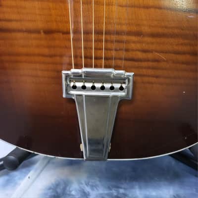 Vintage RARE 1940's Regal Arch Top and Back Faux Tiger Stripe Sunburst Acoustic Guitar Pro Setup New Strings Hard Shell Case image 3