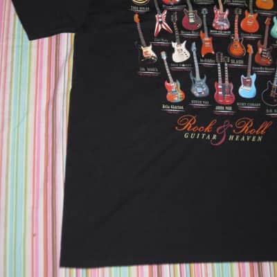 new old stock (NO paper hang-tag) A+ Taboo Rock Rock and Roll Guitar Heaven Shirt (XL) Black T shirt w/ many iconic guitars graphic (NO packaging) image 18