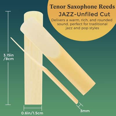 Tenor Saxophone Reeds 3.0–Professional Unfiled Cut Tenor Sax Reeds for Beginners and Advanced Players–Strength 3.0-5 Pack image 2