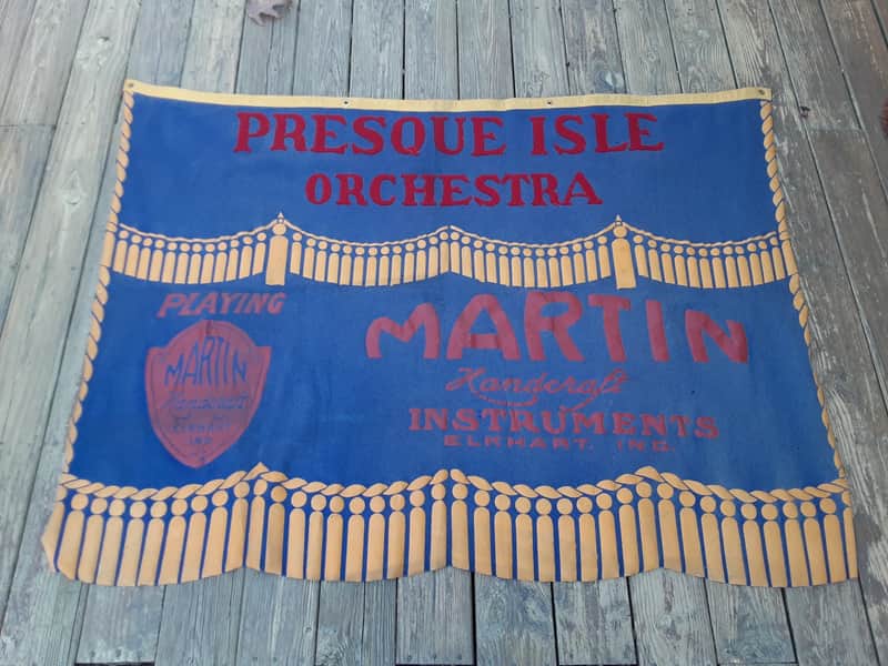 Vintage 1930's Martin Band Instrument Company Felt Banner! Presque Isle Orchestra, Extremely Rare! image 1
