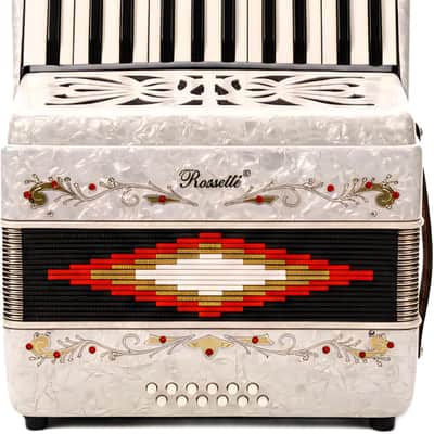 Rossetti 25-Key 12 Bass Button Piano Accordion in Key of G, White w/ Case image 3
