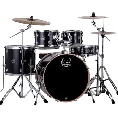 Mapex Venus Complete Drum Set 22 Black Galaxy Sparkle image 1