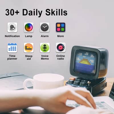 Smart Retro Pixel-Art Bluetooth Portable Speaker / Alarm Clock + Apps image 8