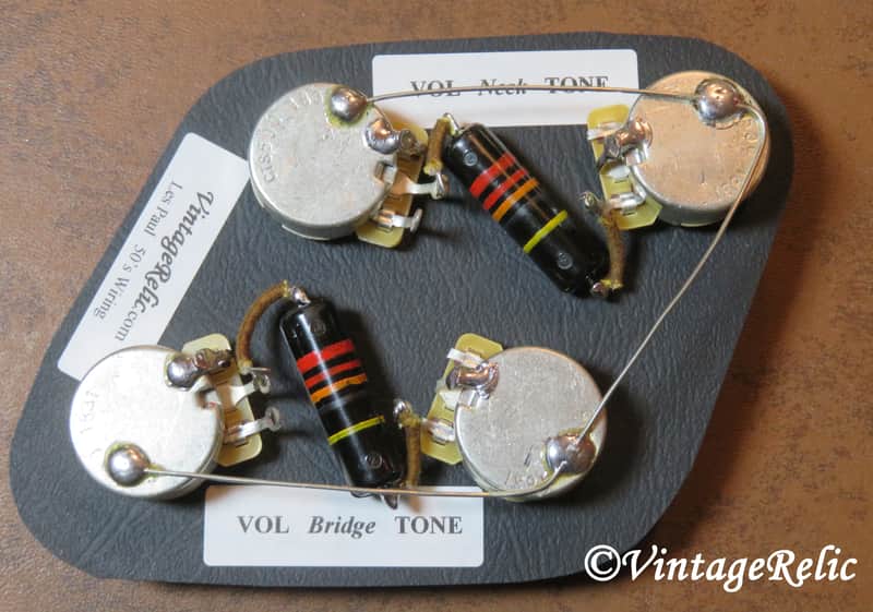 Upgrade Wiring Kit vintage 1950s Bumblebee Caps CTS fit Gibson Les