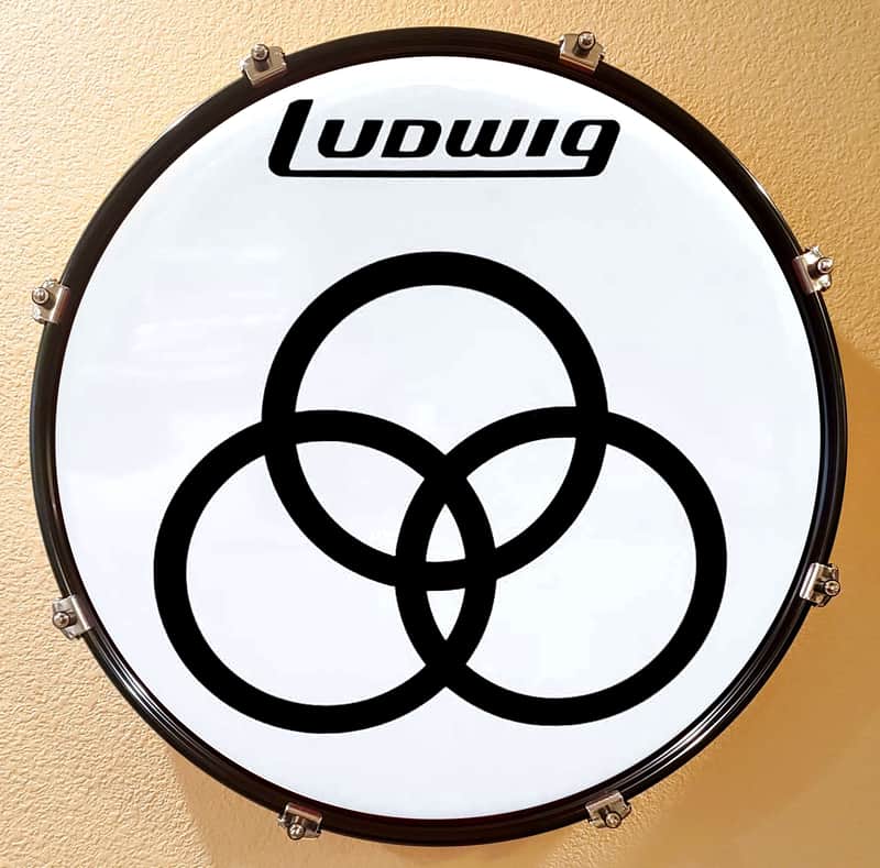 Led Zeppelin, ZOSO, 22" Bass Drumhead, John Bonham, 3 Rings, Wall Display Bild 1