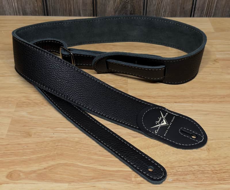 Fender Custom Shop Guitar Bass Strap Black Leather image 1
