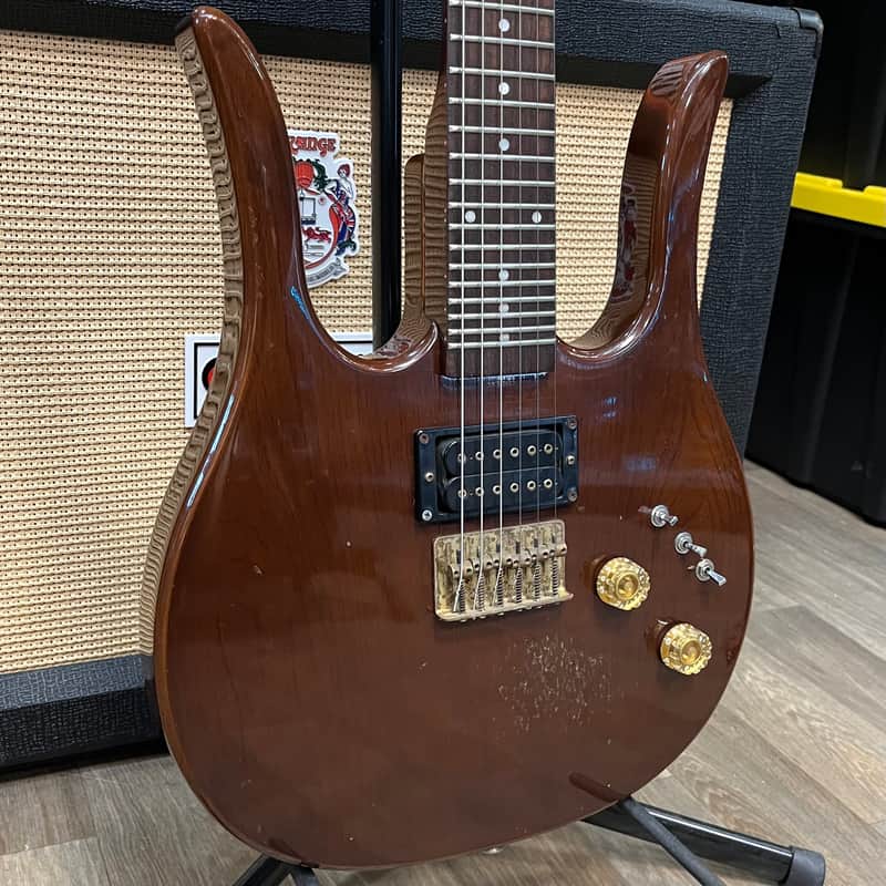 Hondo II HP-1081 Longhorn Guitarlin 31 Frets 1980 - Walnut image 1