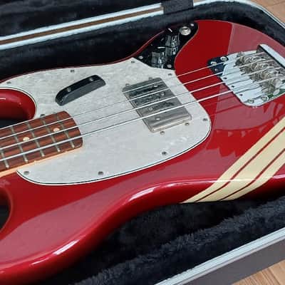 Fender Pawn Shop Mustang Bass 2013 - 2014 - Candy Apple Red with Racing Stripe image 2