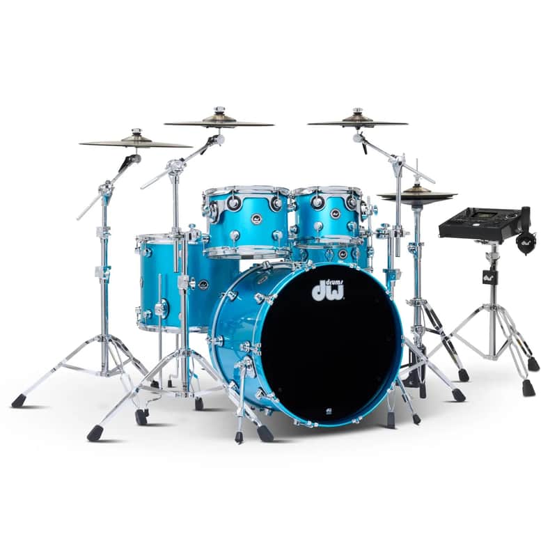 DW DWe 5pc Complete Electronic/Acoustic Drum Set w/Roland V51 Laser Blue Metallic image 1