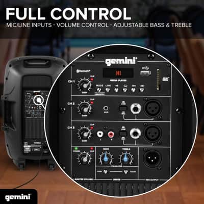 Gemini Sound AS-2115BT-LT-PK 2000 Watt LED LIT 15 Inch Woofer Professional Active Bluetooth DJ PA Speaker, Stand, Mic and Remote Set with Onboard 3-Channel. TWS Stereo Pairing/Linking Pro Fly Points image 7