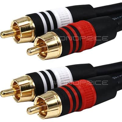 Monoprice 6ft Premium 2 RCA Plug/2 RCA Plug M/M 22AWG Cable - Black image 2