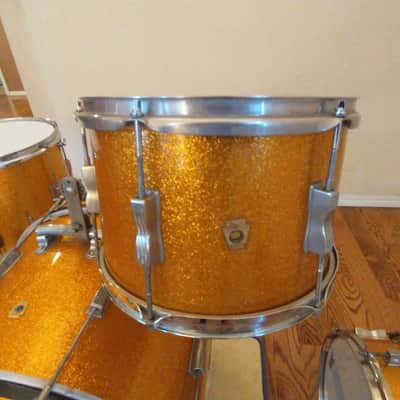 Ludwig Vintage 1966 Gold Sparkle Club Date Outfit W/ Matching Jazz Festival Snare - Amazing! image 6