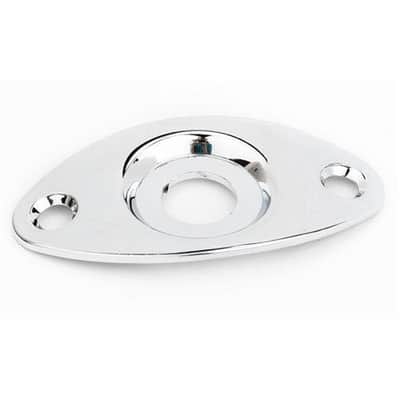 Genuine Fender Curved Football Recess Jack Plate, CHROME - 005-0100-049