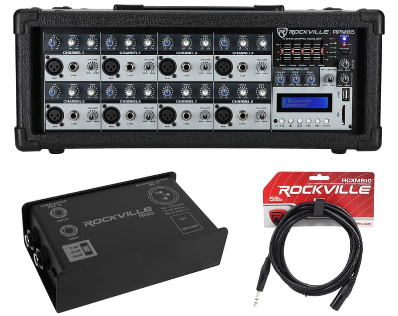 Rockville RPM85 2400w Powered 8 Channel Mixer/USB, Effects/Bluetooth+DI Box Bild 1