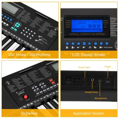 Glarry 61-Key Portable Keyboard w/LCD Screen, Microphone image 10