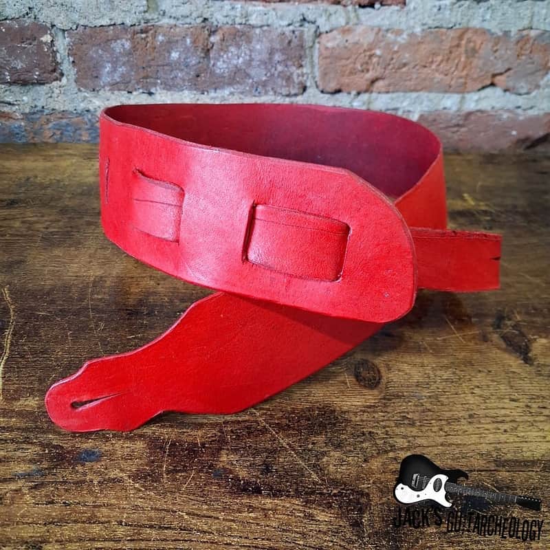 Bellarocha Emporium Handmade Upcycled Leather Ladder-Style Guitar Strap (Red-y or Not) image 1