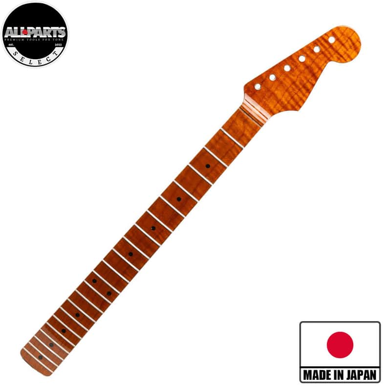 Allparts Select VIN-MOD Compound Radius Replacement Strat Neck AAA+ Roasted Flame Maple - Licensed by Fender