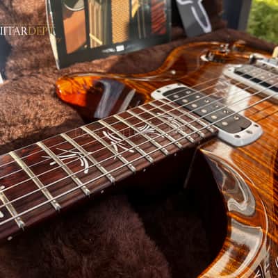 ♚AMAZING♚PRS Artist Custom PAULS GUITAR ♚ HONDURAN !♚ 'AAAAA' Flame ♚ BLACK GOLD ♚ Brushstroke Birds ♚7.6LB♚22*24 image 5