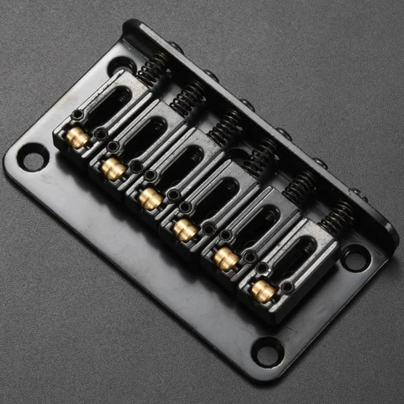 Black Guitar Strat Stratocaster Style Fixed Hardtail Bridge with Roller Saddles image 1