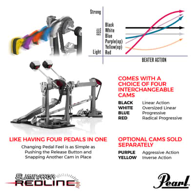 Pearl Eliminator Redline Chain Drive Double Bass Kick Drum Pedal P2052C | NEW | WorldShip | Auth Dealer image 4