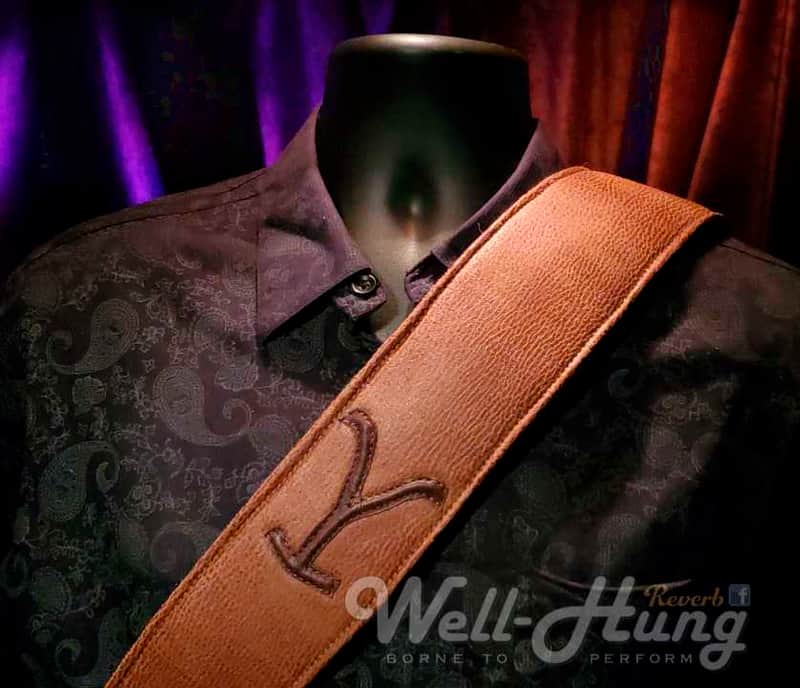 Well-Hung "Bunkhouse" - 3" wide padded guitar strap in saddle tan fabric image 1