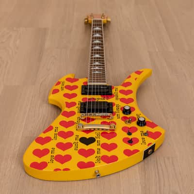 Burny Mockingbird MG-145S HY Hide X Electric Guitar Yellow Heart w/ Sustainer, Japan Fernandes image 10