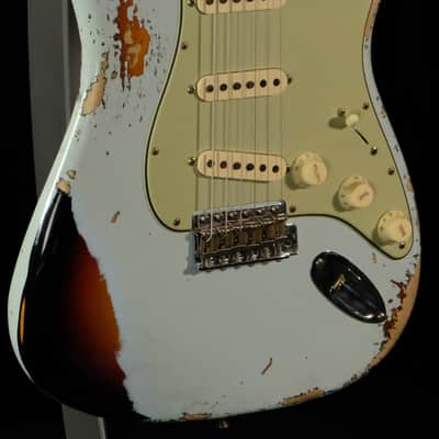 2023 Fender Custom Shop 1960 Stratocaster Heavy Relic - Aged Sonic Blue Over 3-Color Sunburst image 3
