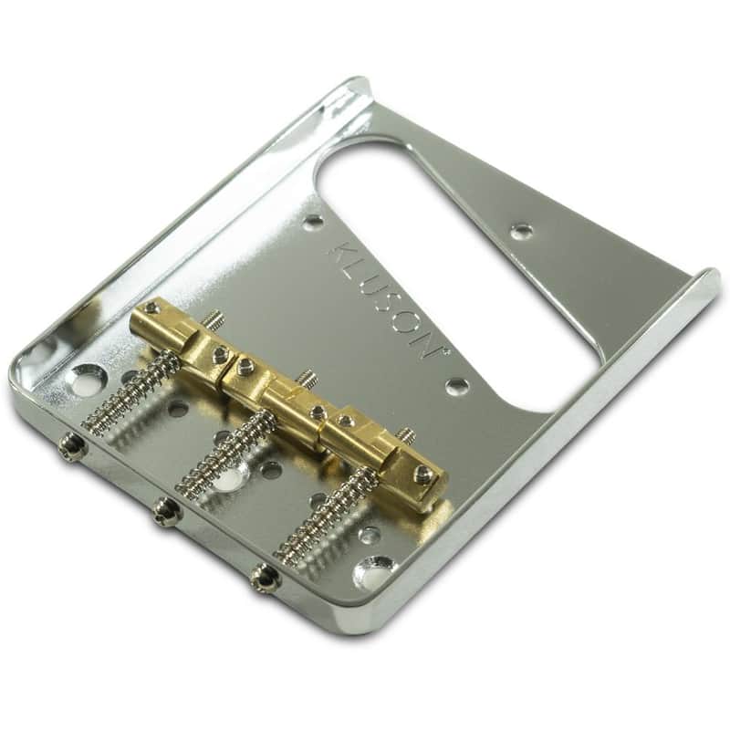 Kluson Hybrid Replacement Bridge For Fender American Standard Telecaster Steel With Intonated Brass Saddles - Half Satin Chrome image 1