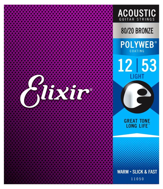 Elixir 11050 Polyweb 80/20 Bronze Acoustic Guitar Strings - Light (12-53) image 1