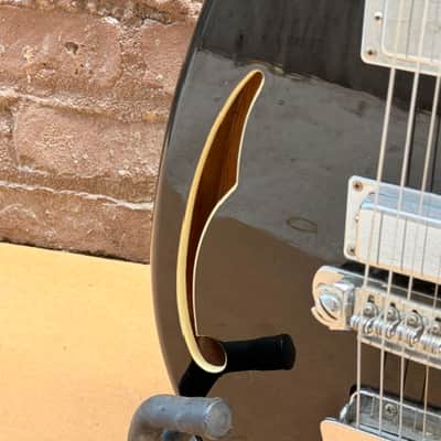 Vintage Teisco May Queen Electric Guitar - Black w/ F-Hole - Rare image 7