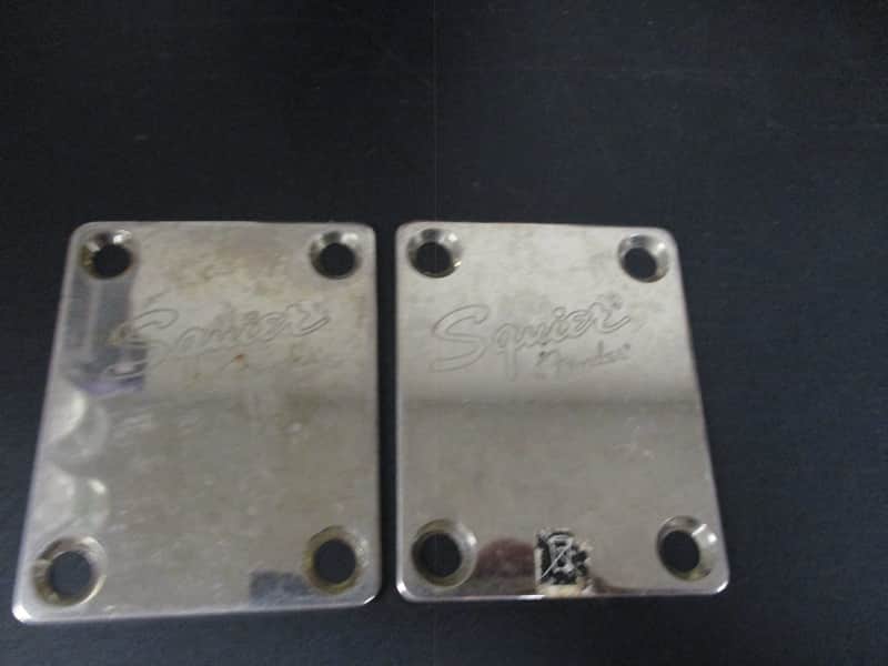 Squier Neck Plates-Lot Of 2/Standard Wear 1990s/2000s - Chrome image 1