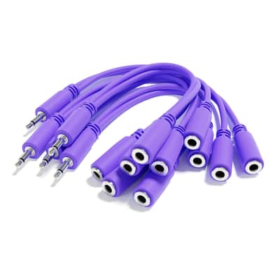 ExcelValley [Purple] 5-Pack - Mono Splitter Y Patch Cables - TS 3.5mm 1/8" Eurorack Synth Synthesizer image 1