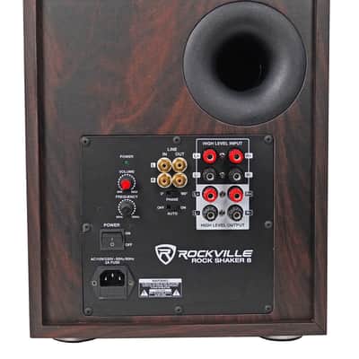 Rockville Rock Shaker Dark Wood 400w 8" Powered Home Theater Subwoofer Sub image 5