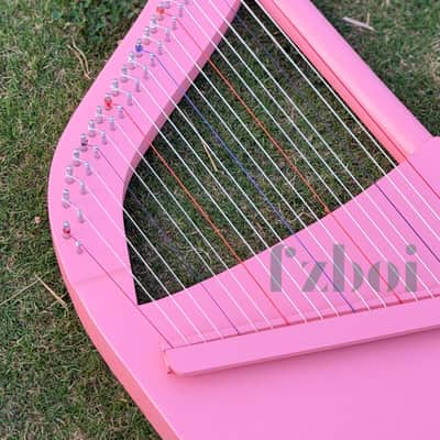 22 String Pink Lute Lyre Harp – Portable Celtic Folk Harp for Beginners, Meditation & Sound Healing image 3