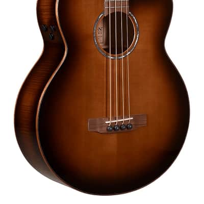 Teton STB130FMGHBCENT Acoustic bass, solid spruce top, flamed maple back/sides, cutaway, Fishman Flex electronics, golden honey burst gloss finish image 1