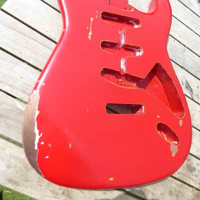 DY Guitars Gary Moore fiesta red relic strat body PRE-BUILD ORDER image 3