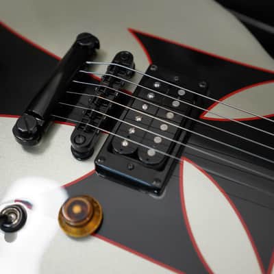 Epiphone by Gibson Les Paul LP Baritone 2004 Iron Cross Silver and Black Limited Edition 28" Scale image 3