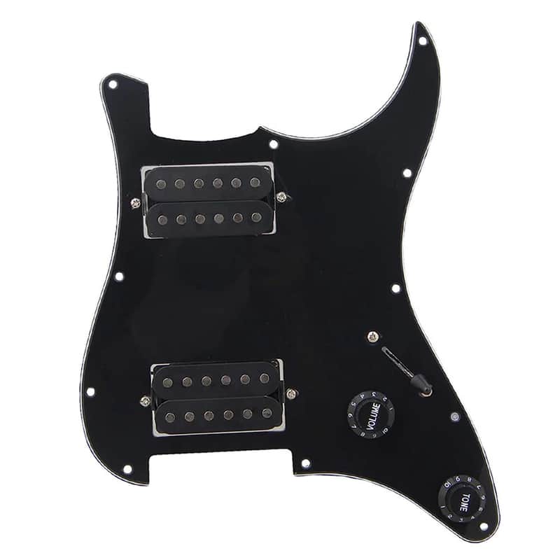 Stratocaster Style HH Loaded Pickguard and Humbucker, Black-Black image 1
