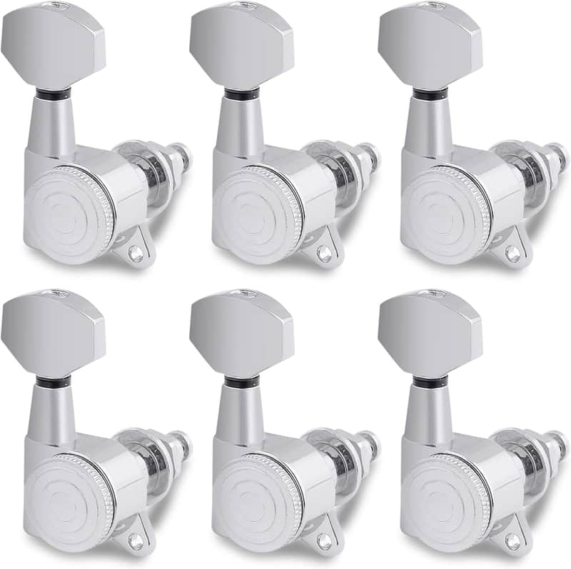 Guitar String Tuning Pegs Sealed Machine Heads Tuners Tuning Keys 6 In Line for Right Handed Electric Guitar or Acoustic Guitar Chrome. image 1