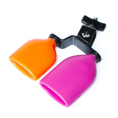 Latin Percussion LP617 Double Sambago Bell (Orange/Pink) - Cowbell image 2